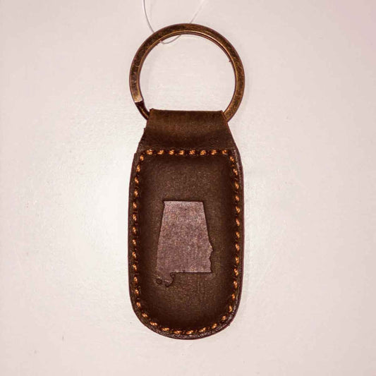 TRS Alabama Embossed Leather Keyring Dark Brown