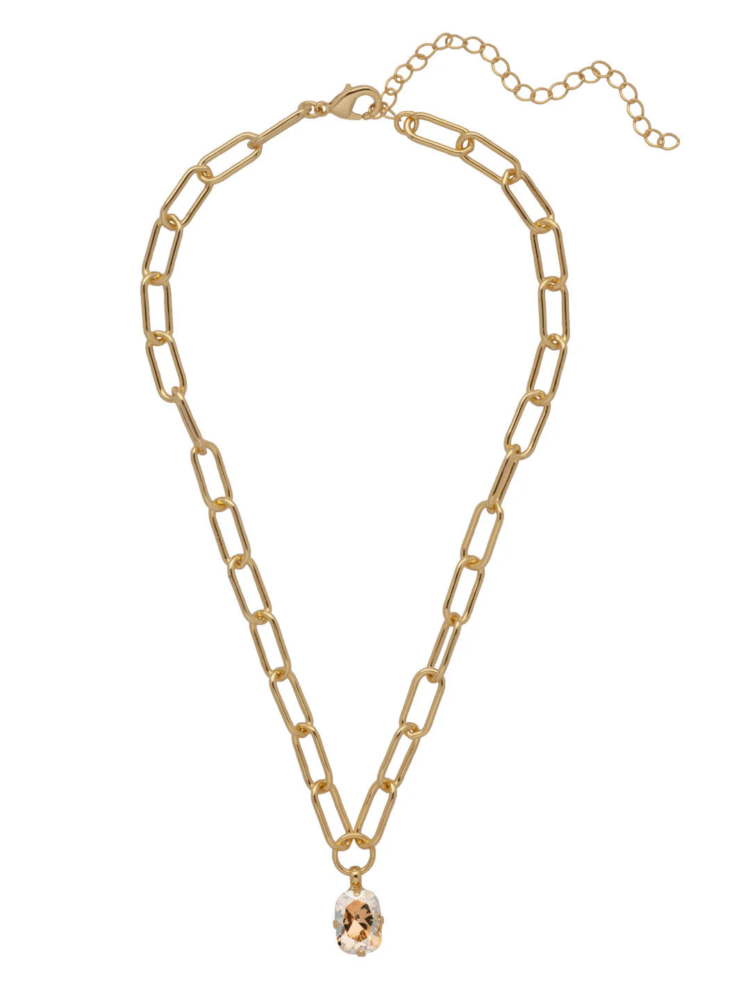 Nia Oval Pendant Necklace-Dark Champagne