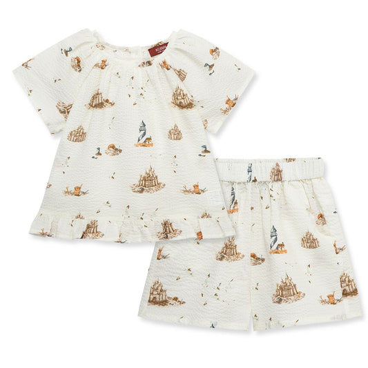 Butterfly Ruffle Blouse & Shorts -Sandcastles