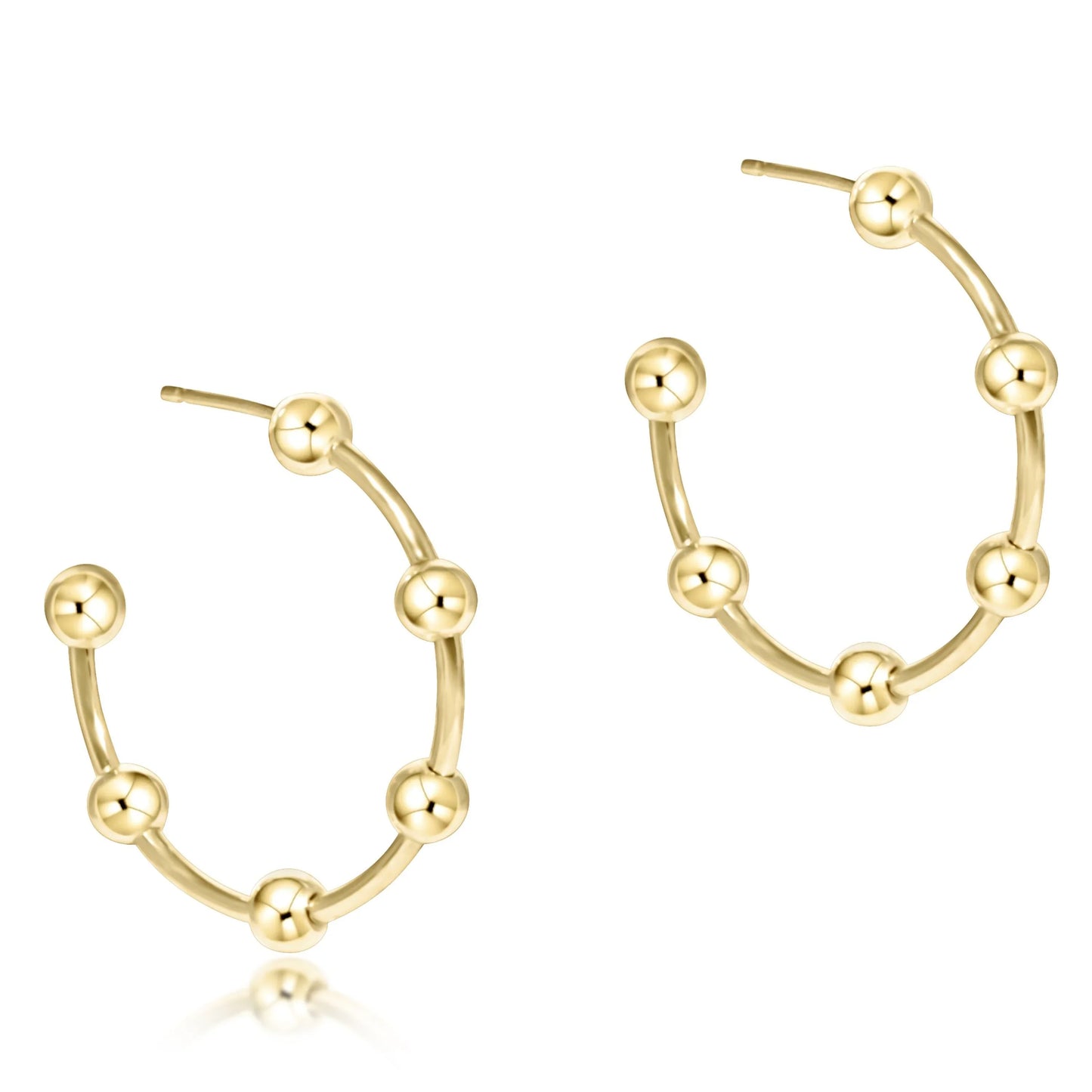 Beaded Simplicity 1" Post Hoop 4mm Gold Earrings