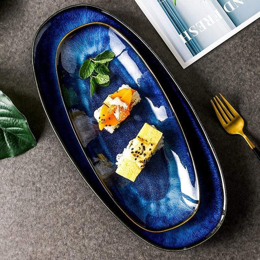 Ultrazo Ocean Waves Deep Blue Serving Dish