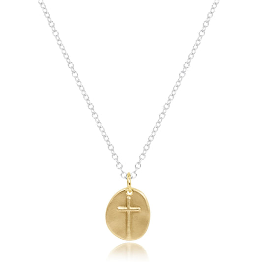 16" Necklace Sterling Mixed Metal-Inspire Small Gold Charm