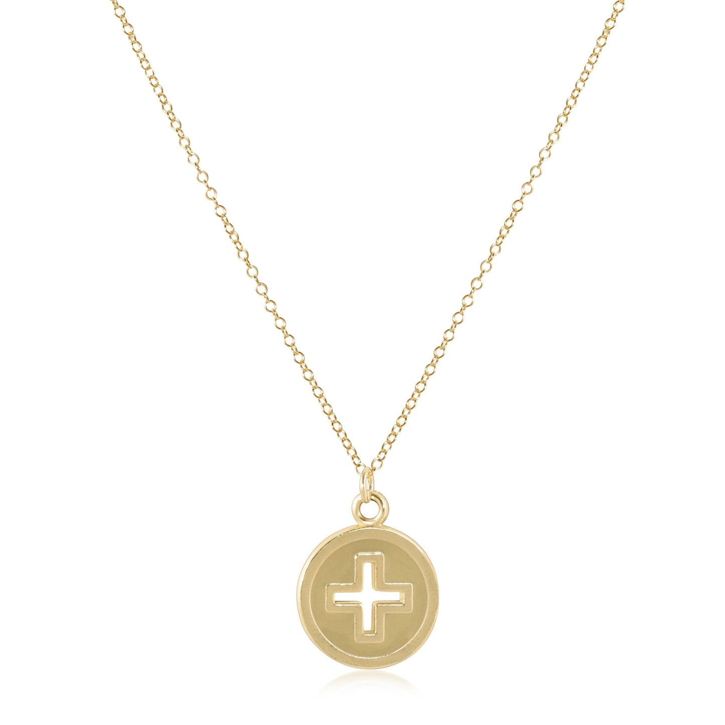 16" Gold Necklace- Signature Cross Disc