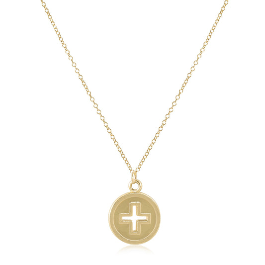 16" Gold Necklace- Signature Cross Disc