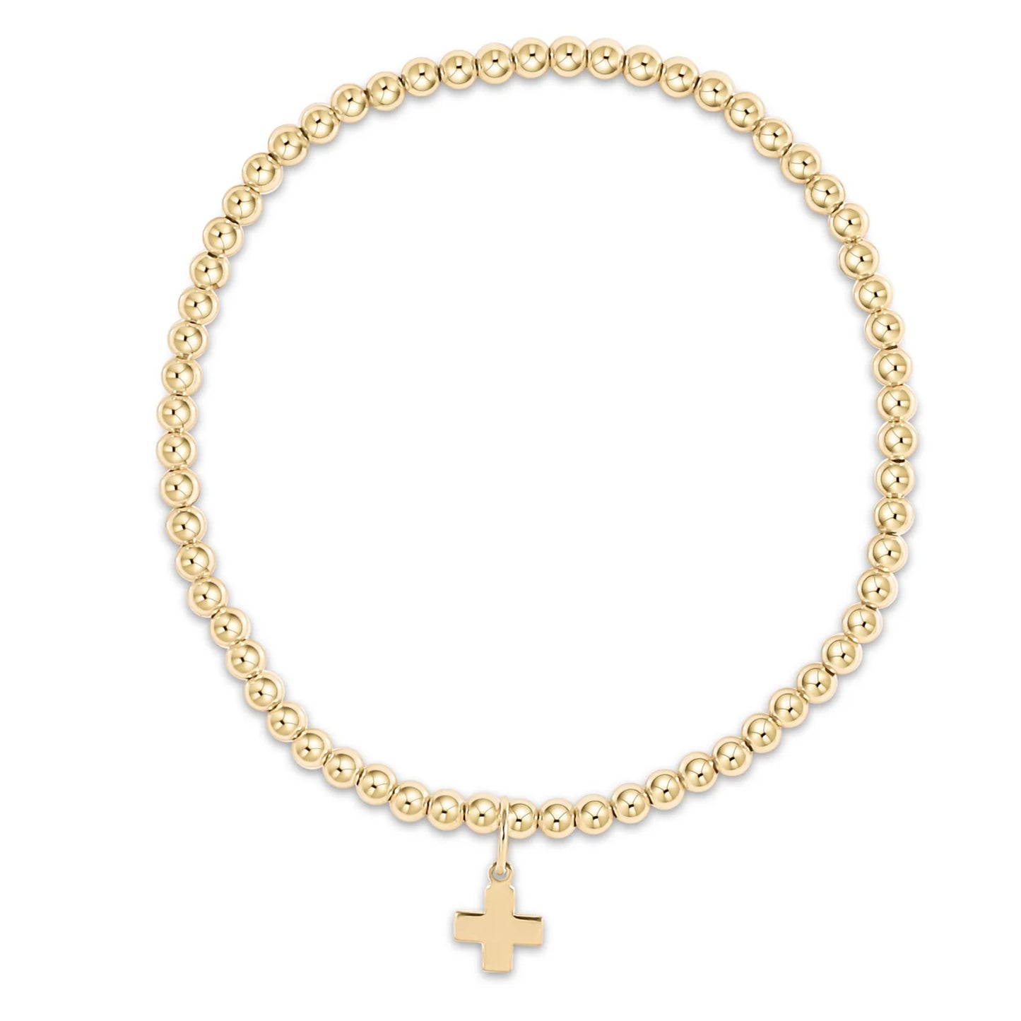 Signature Gold 3mm Cross Charm bead bracelet