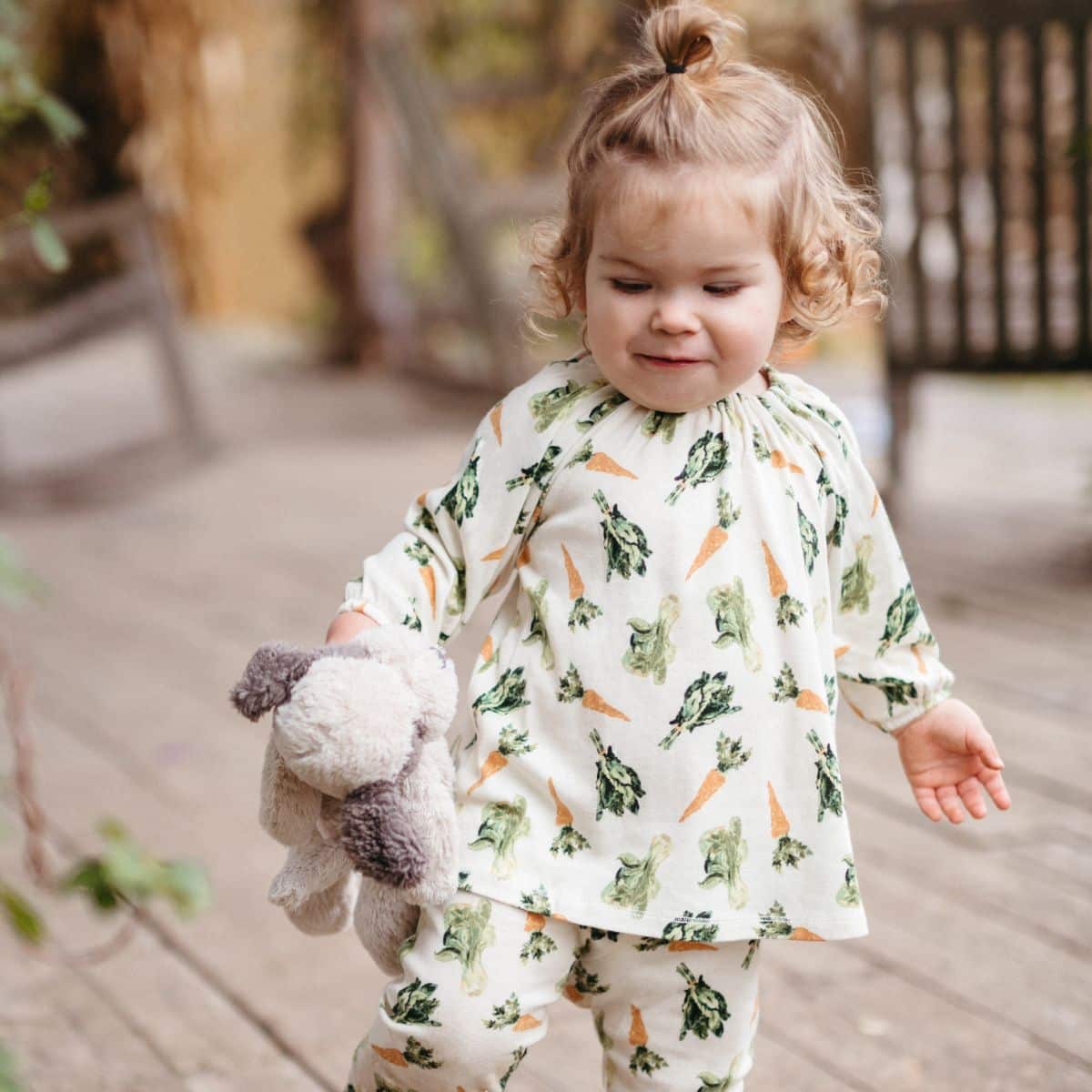 Gold Floral Organic Dress & Leggings Set