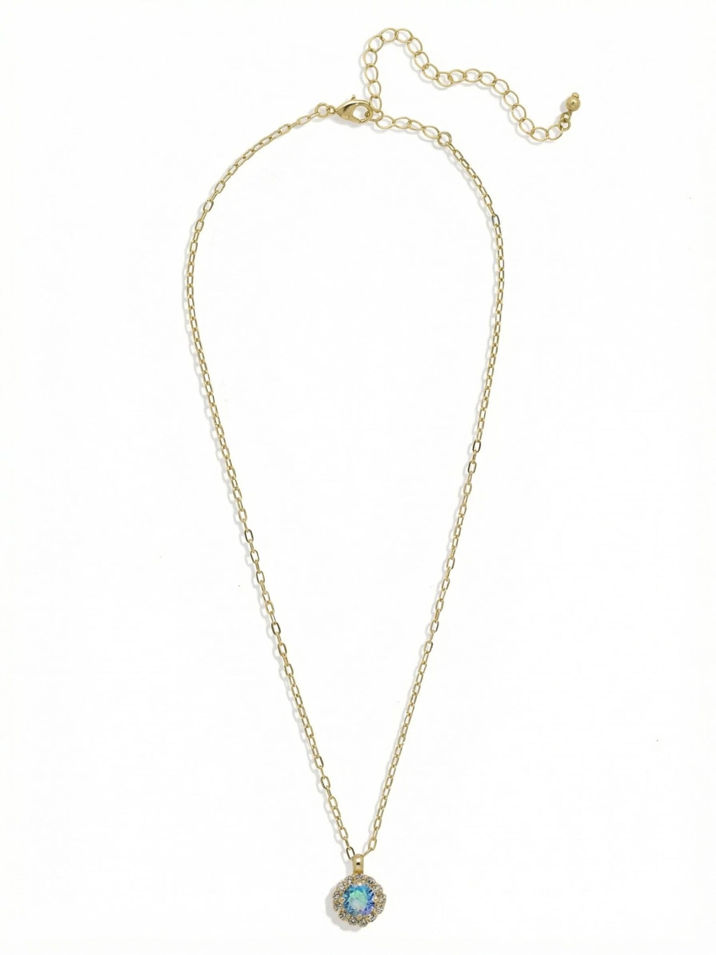 Haute Halo Pendant Necklace- Aqua AB