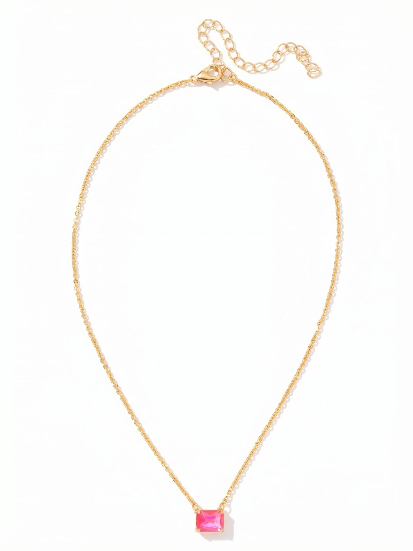 Octavia Single Crystal Pendant Necklace- Electric Pink