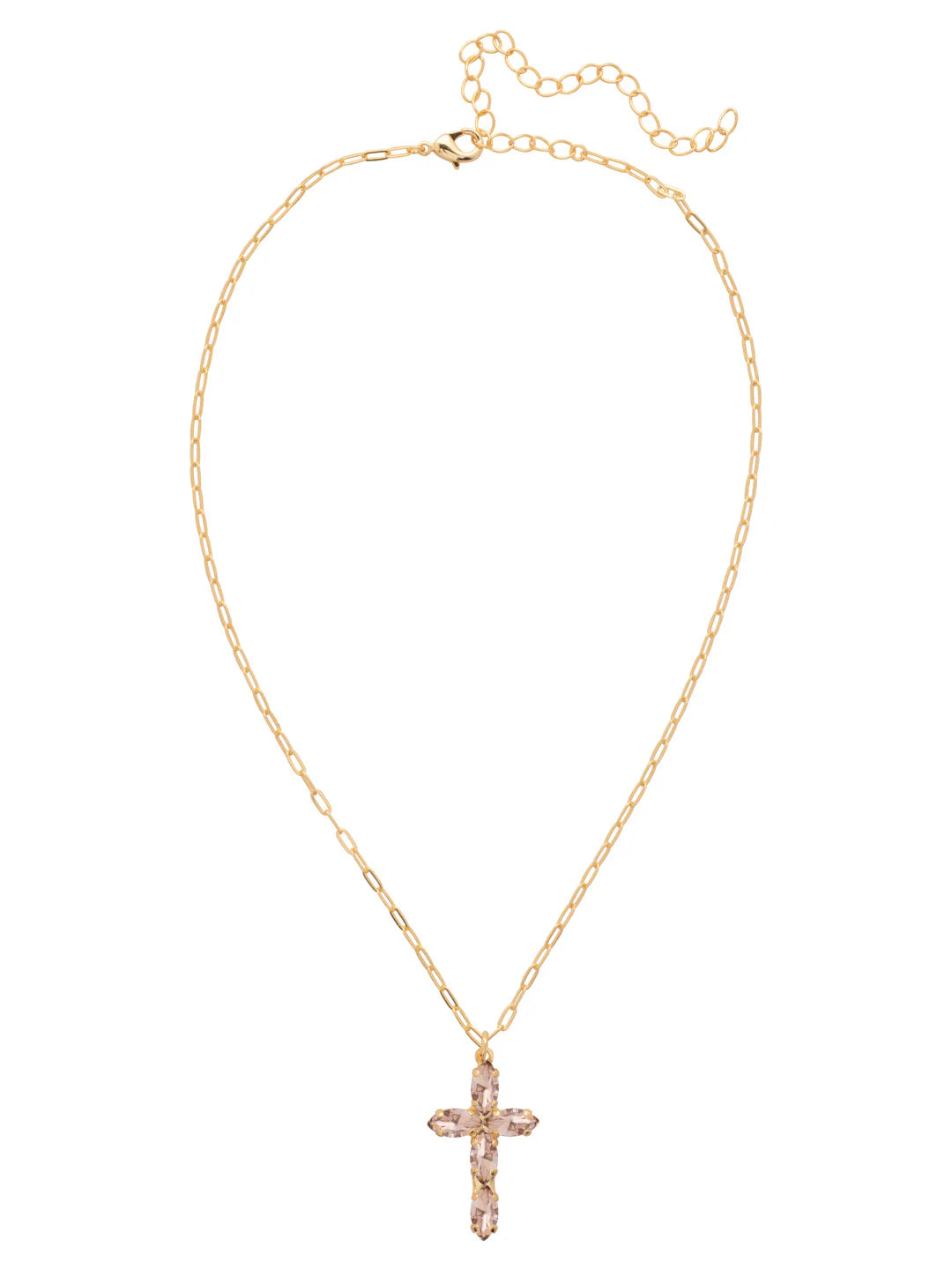 Clarissa Cross Pendant Necklace-Light Peach