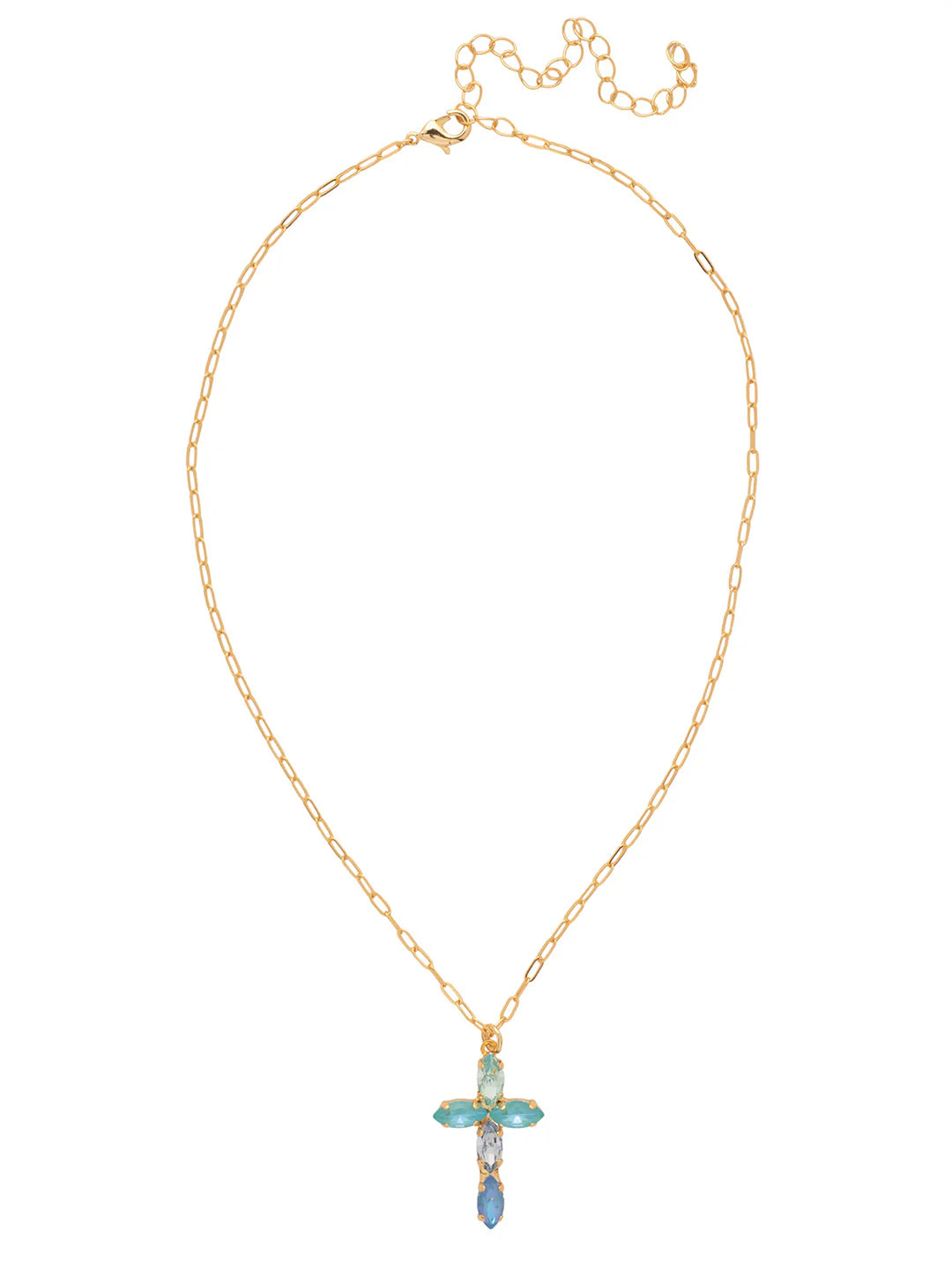 Clarissa Cross Pendant Necklace- Ocean