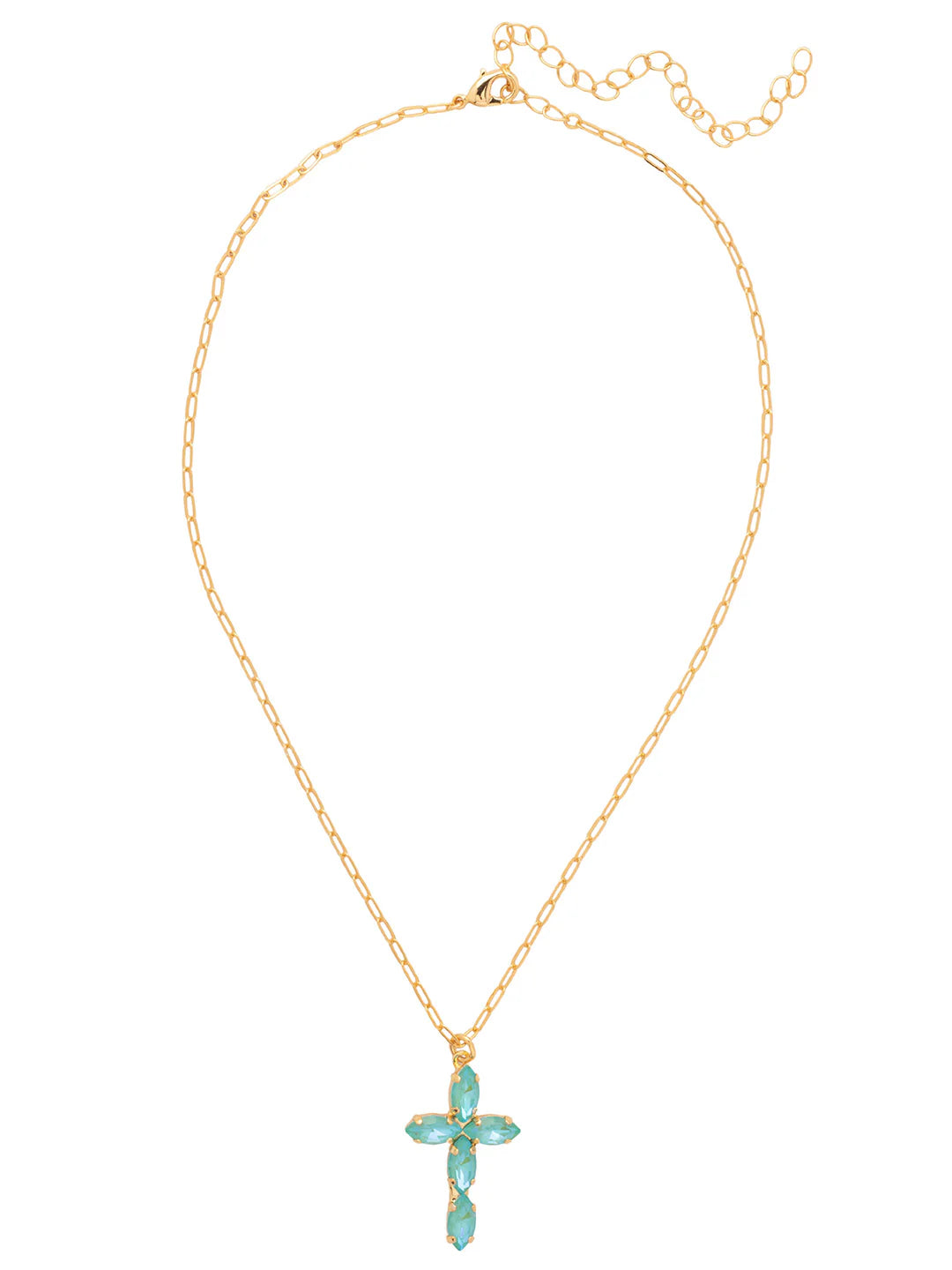 Clarissa Cross Pendant Necklace- Summer Blue Delite