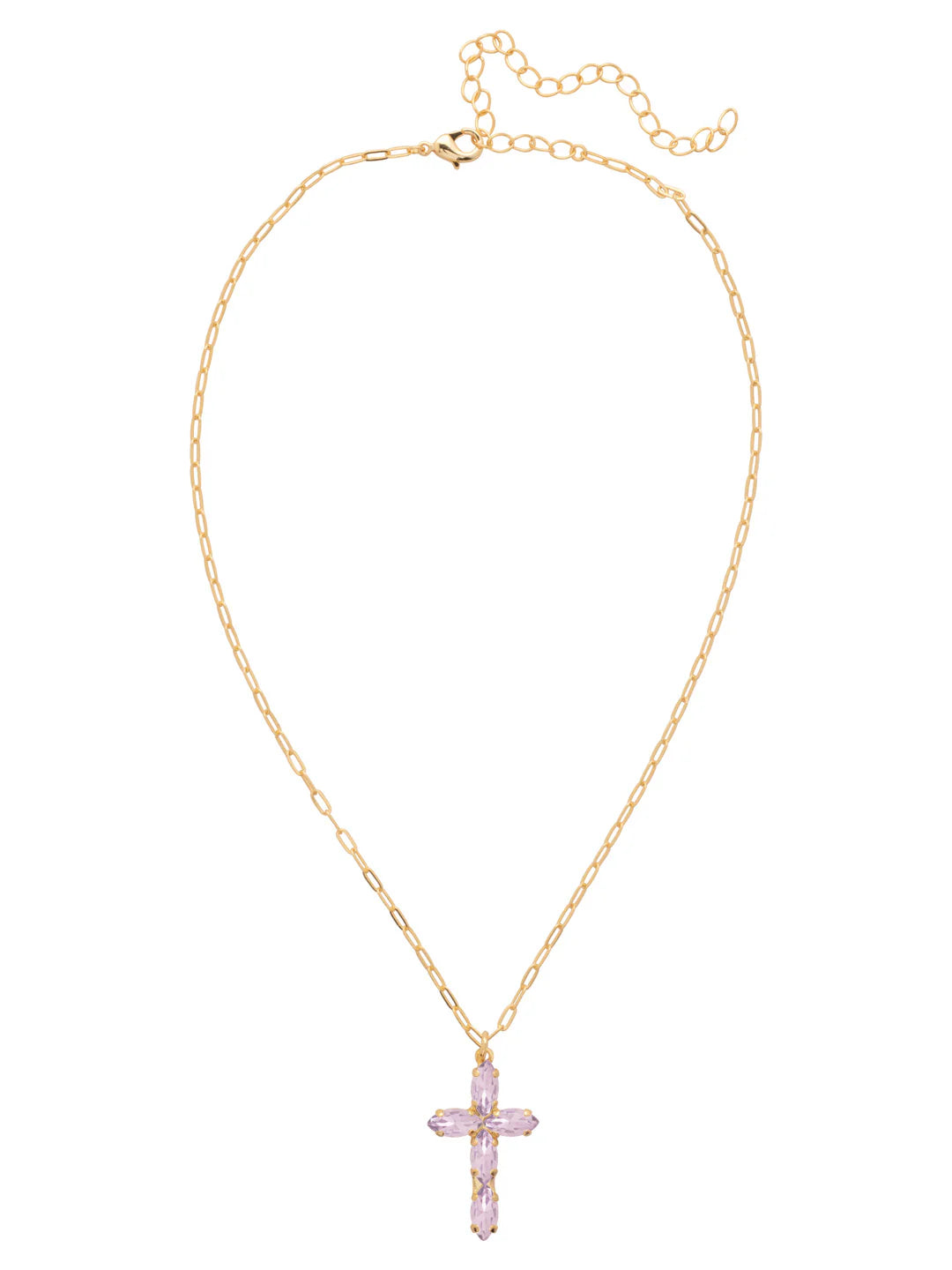 Clarissa Cross Pendant Necklace-Violet