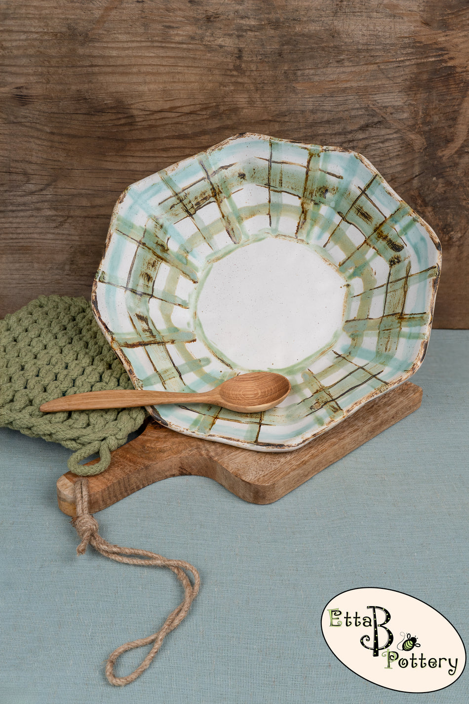 Springtime Plaid Octagon Bowl