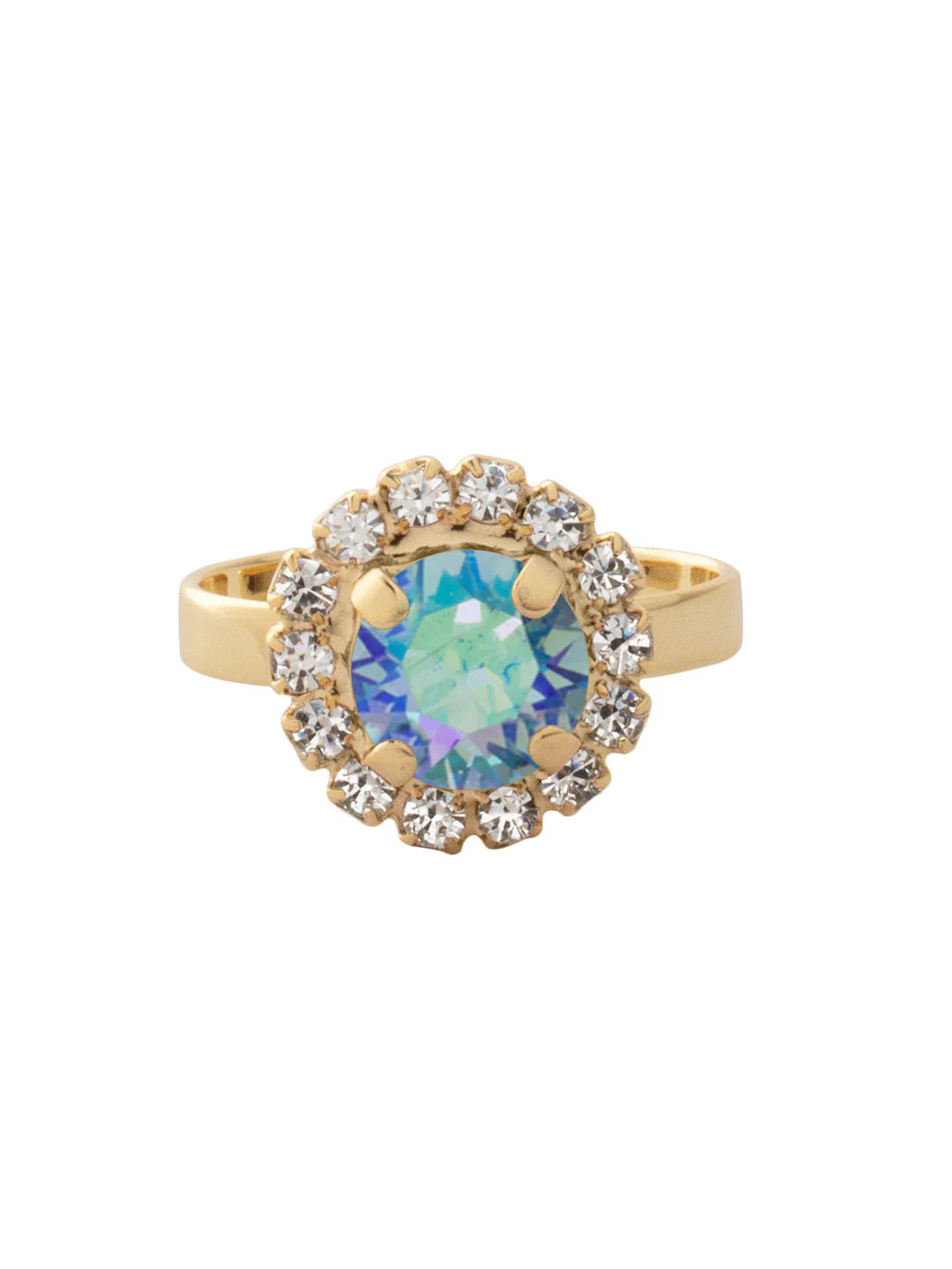 Haute Halo Cocktail Ring - Aqua Aurora Borealis