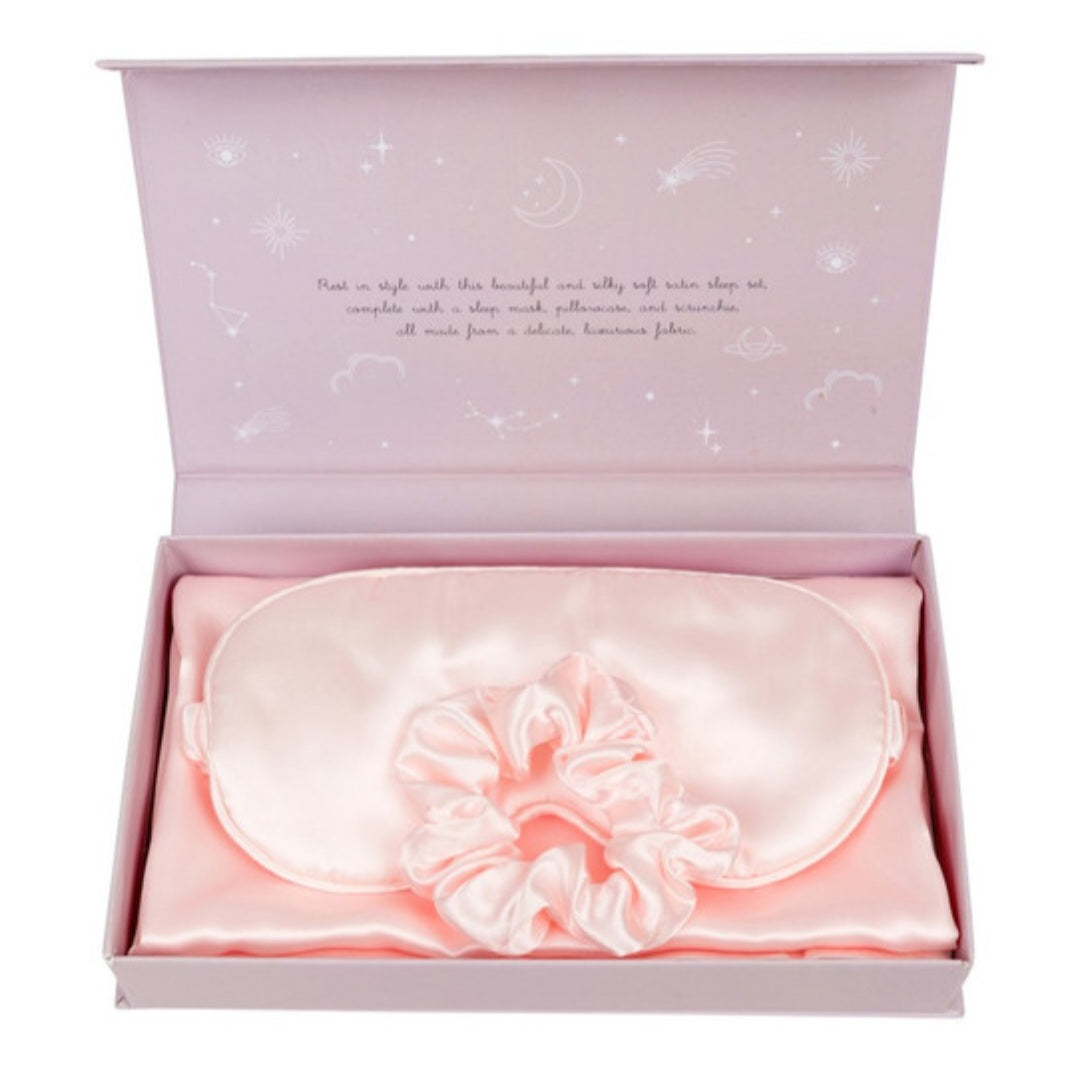 3 Piece Satin Pillow Case/Eye mask/Scrunchie