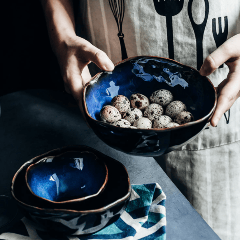 Ultrazo Ocean Waves Deep Blue Bowls