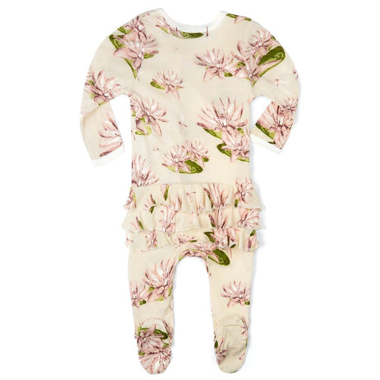 Ruffle Zipper Romper Water Lily