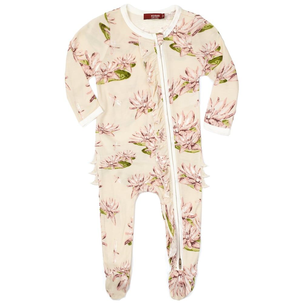 Ruffle Zipper Romper Water Lily
