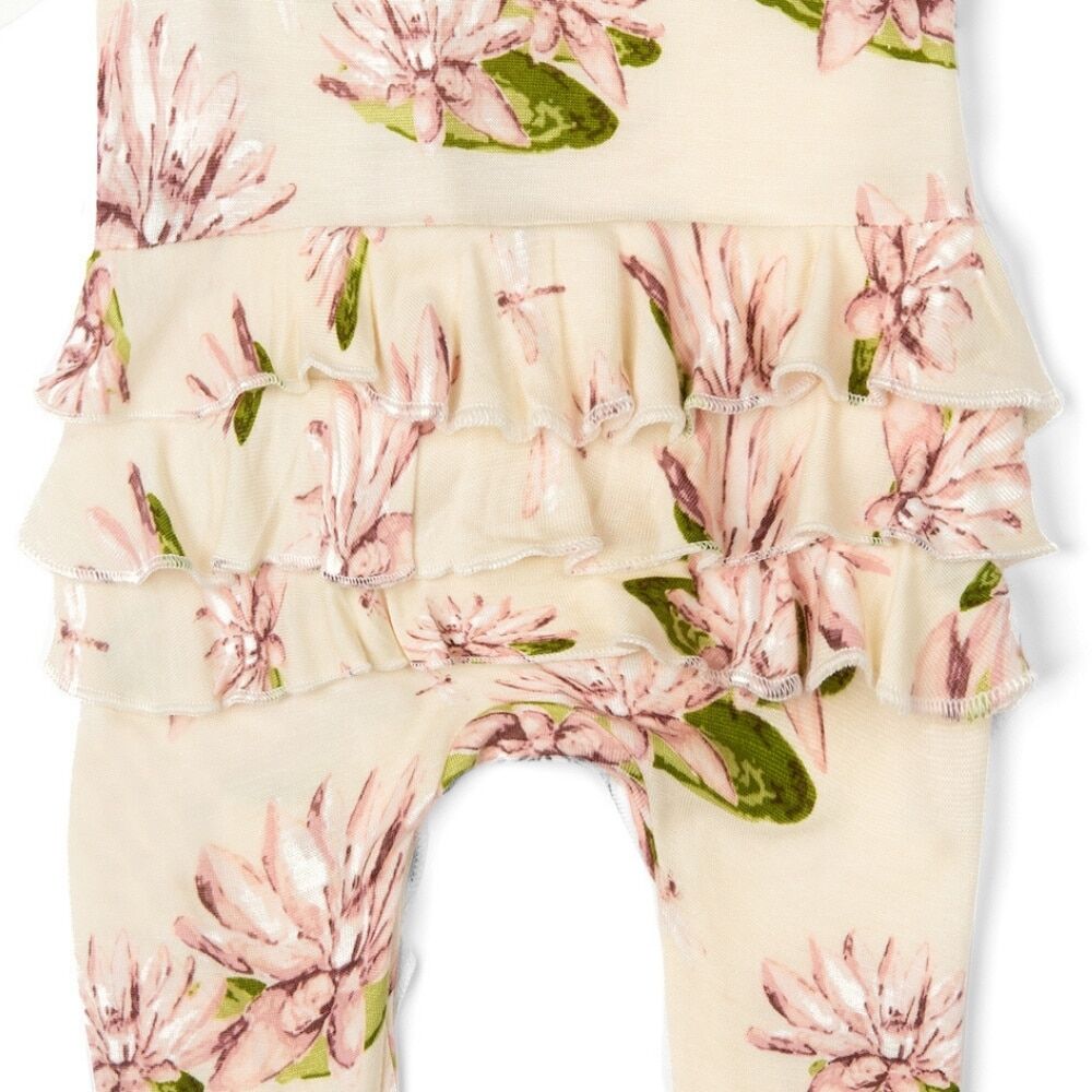 Ruffle Zipper Romper Water Lily