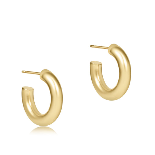 Round Gold 0.5" Post Hoop Smooth 4mm Gold Earrings