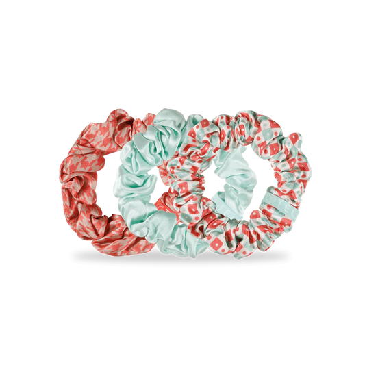 Calming Coral 3-pack Large Silk Scrunchies