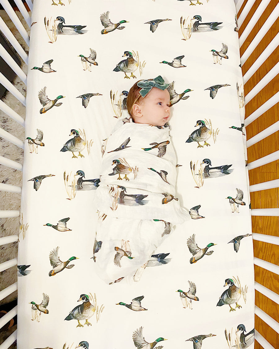 Diving Ducks Crib Sheet
