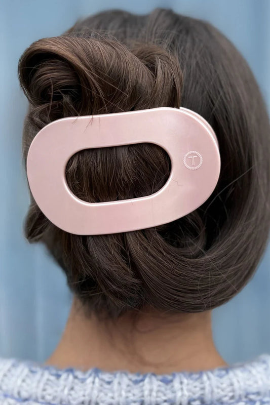 Pearly Pink Flat Medium Round Hair Clip