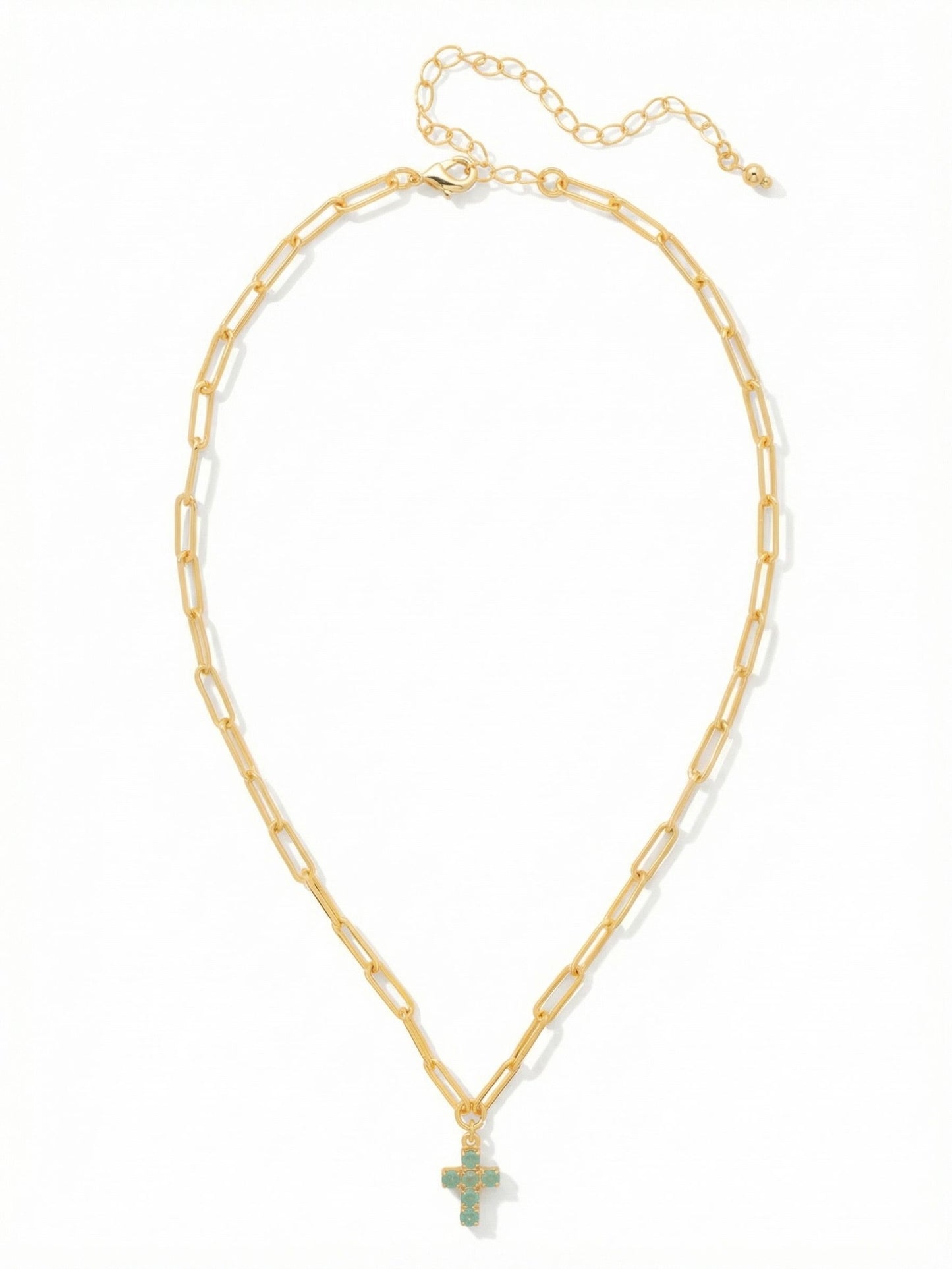 Carley Cross Pendant Necklace- Pacific Opal