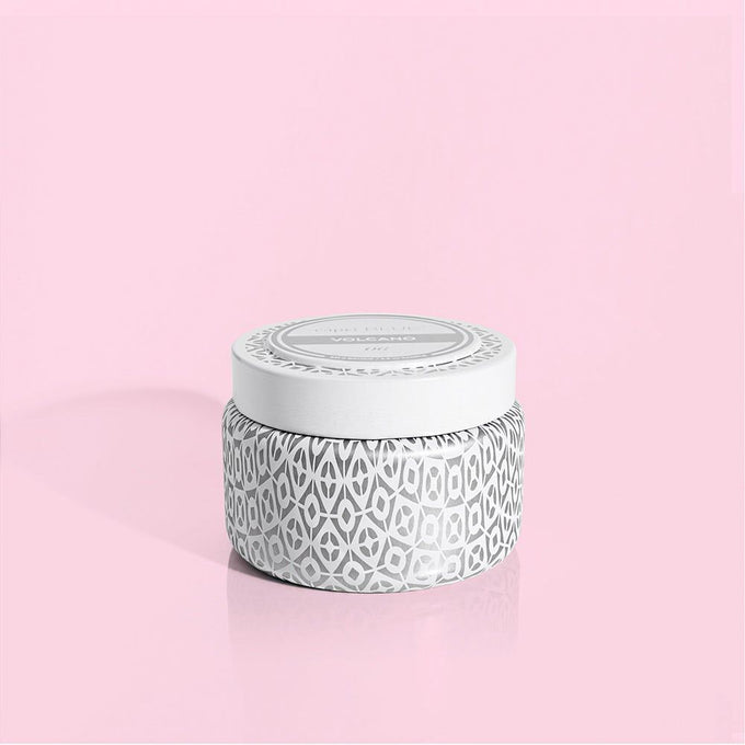 Volcano Signature Printed Travel Tin - White