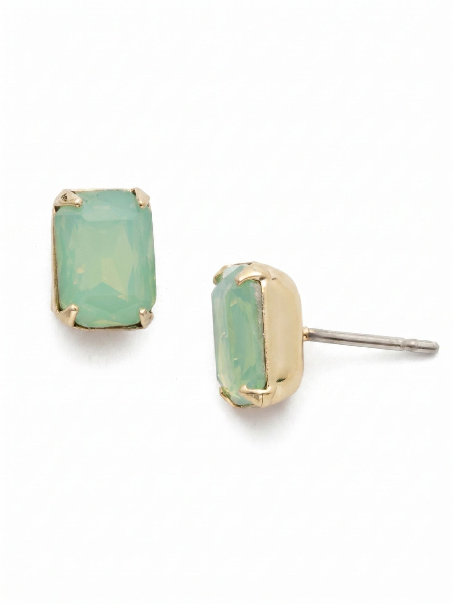 Mini Emerald Cut Earrings-Pacific Opal