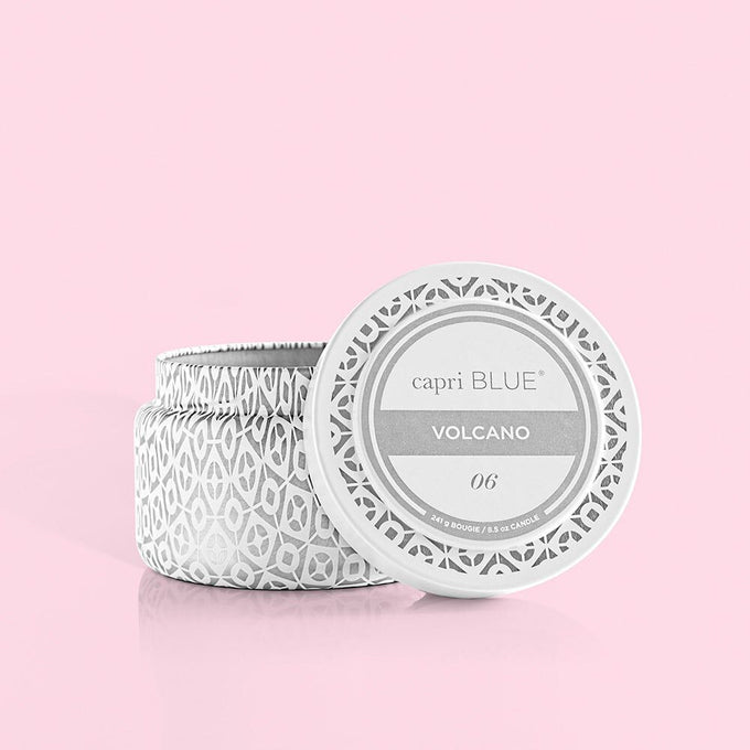 Volcano Signature Printed Travel Tin - White