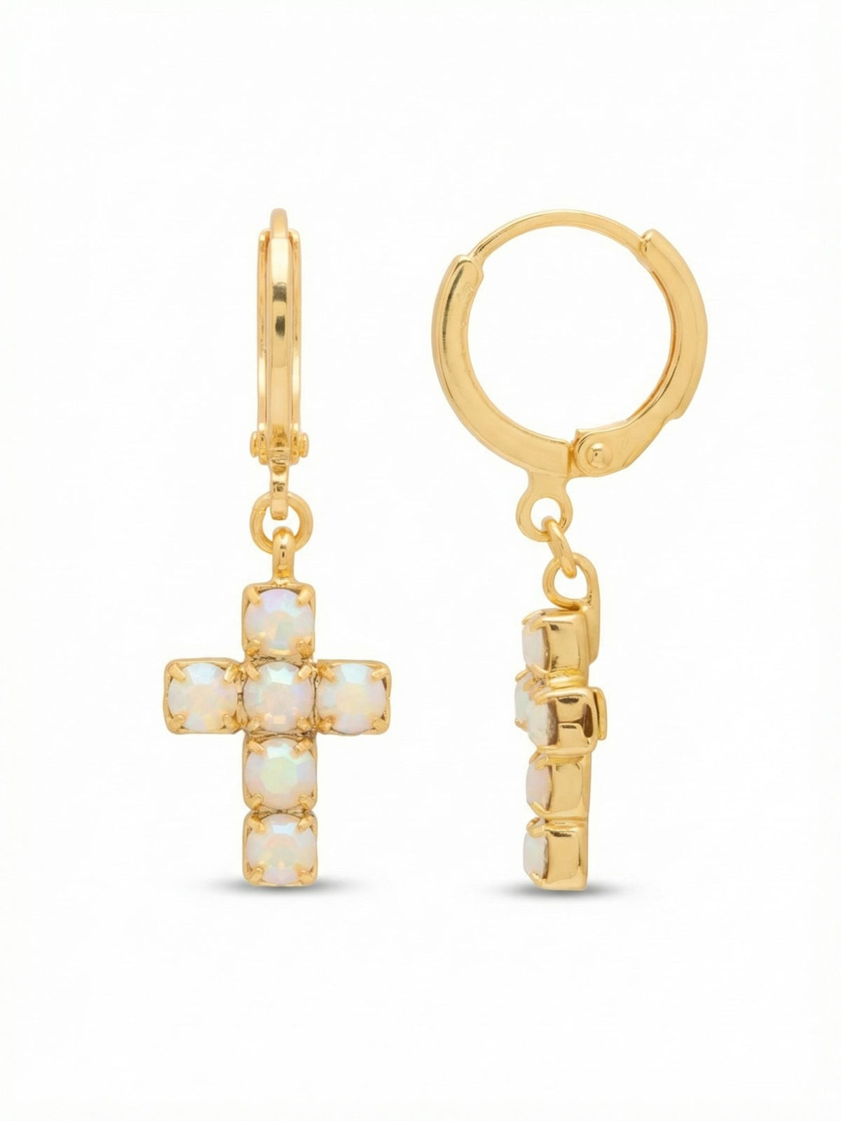 Carly Huggie Earrings-White and AB