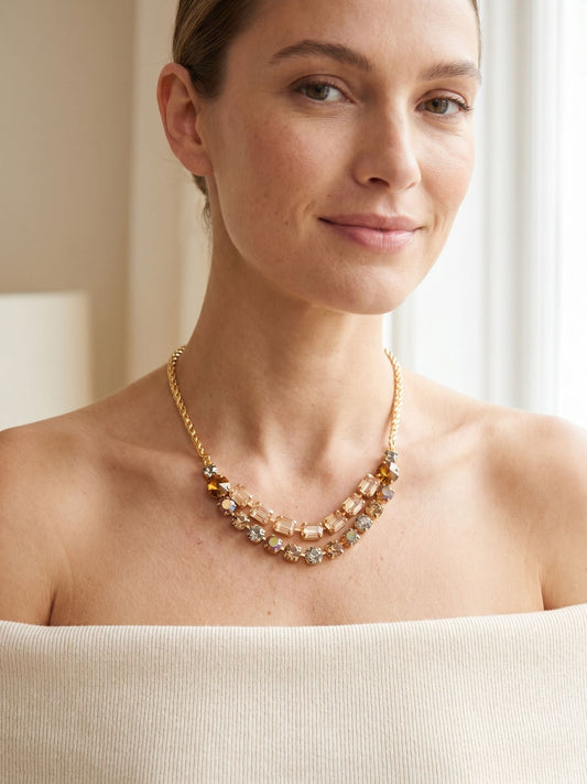 Zelie Tennis Necklace - Honey Bourbon