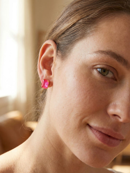 Octavia Stud Earrings-Electric Pink