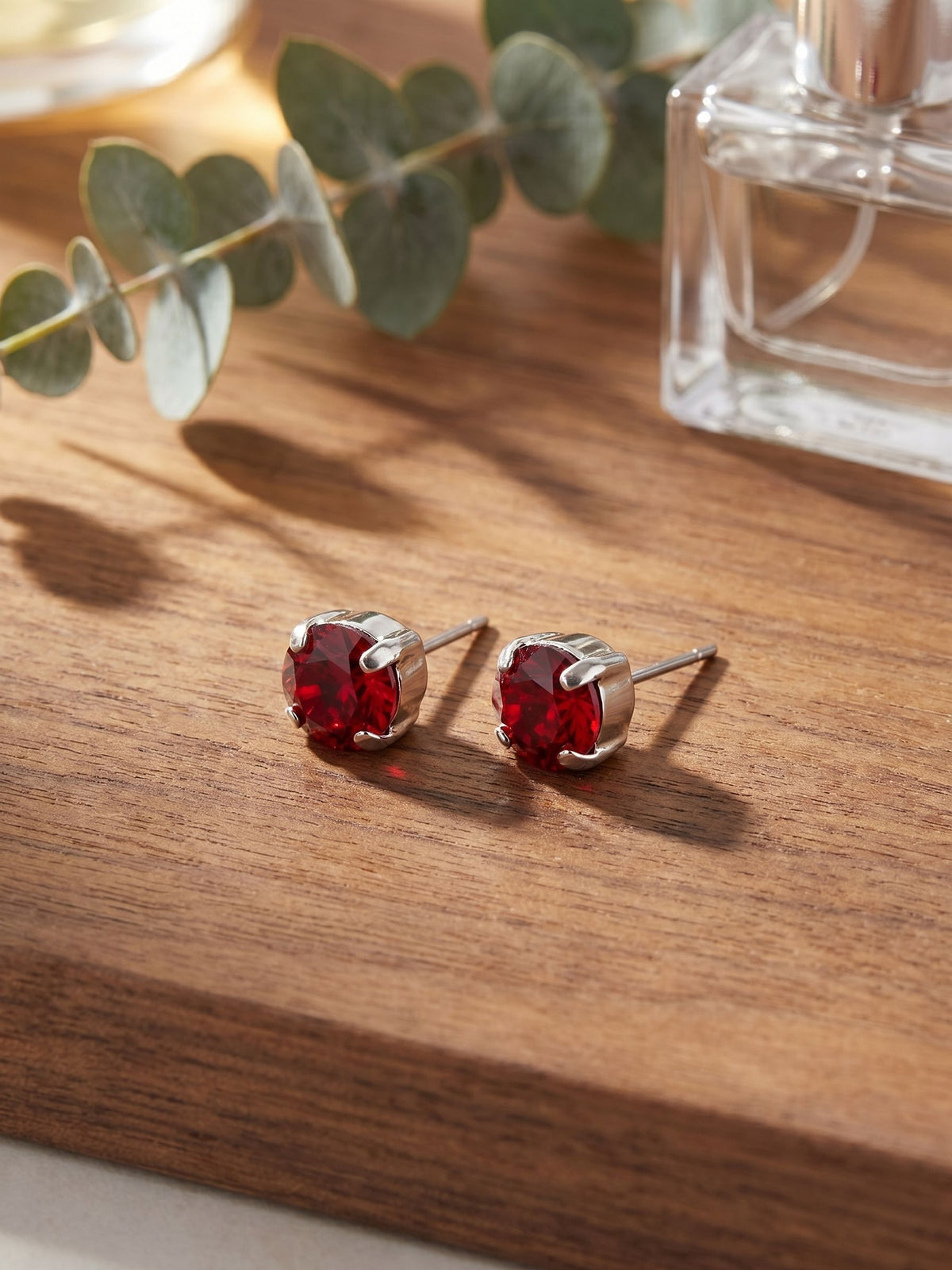 Simple Stud Earrings - Red Siam