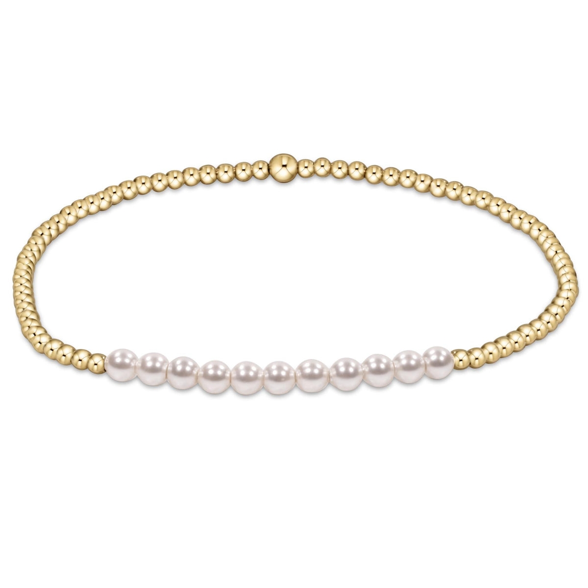 Gold Bliss 2mm Bead Bracelet -Pearl