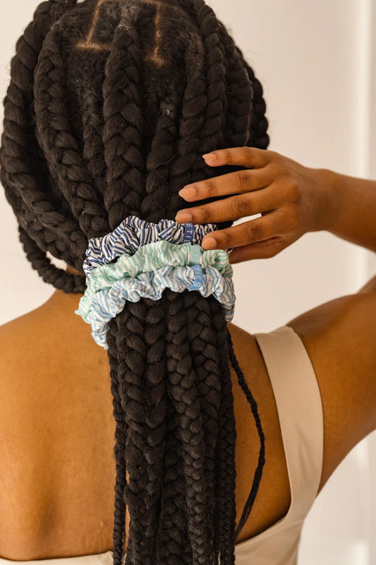 Totally Turquoise 3-pack Large Silk Scrunchies