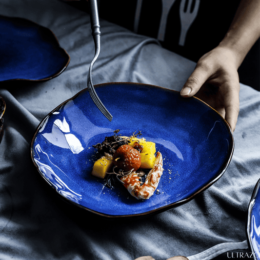Ultrazo Ocean Waves Deep Blue Plates