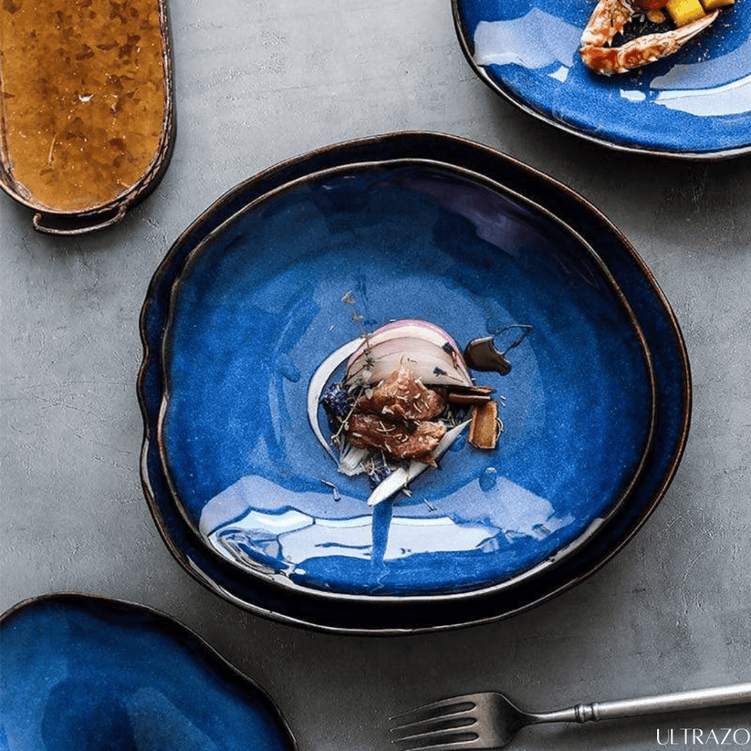 Ultrazo Ocean Waves Deep Blue Plates