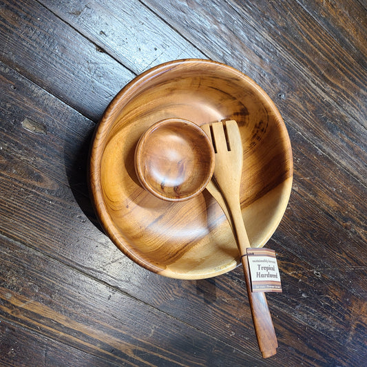 Tropical Hardwood Chip & Dip Serving Set
