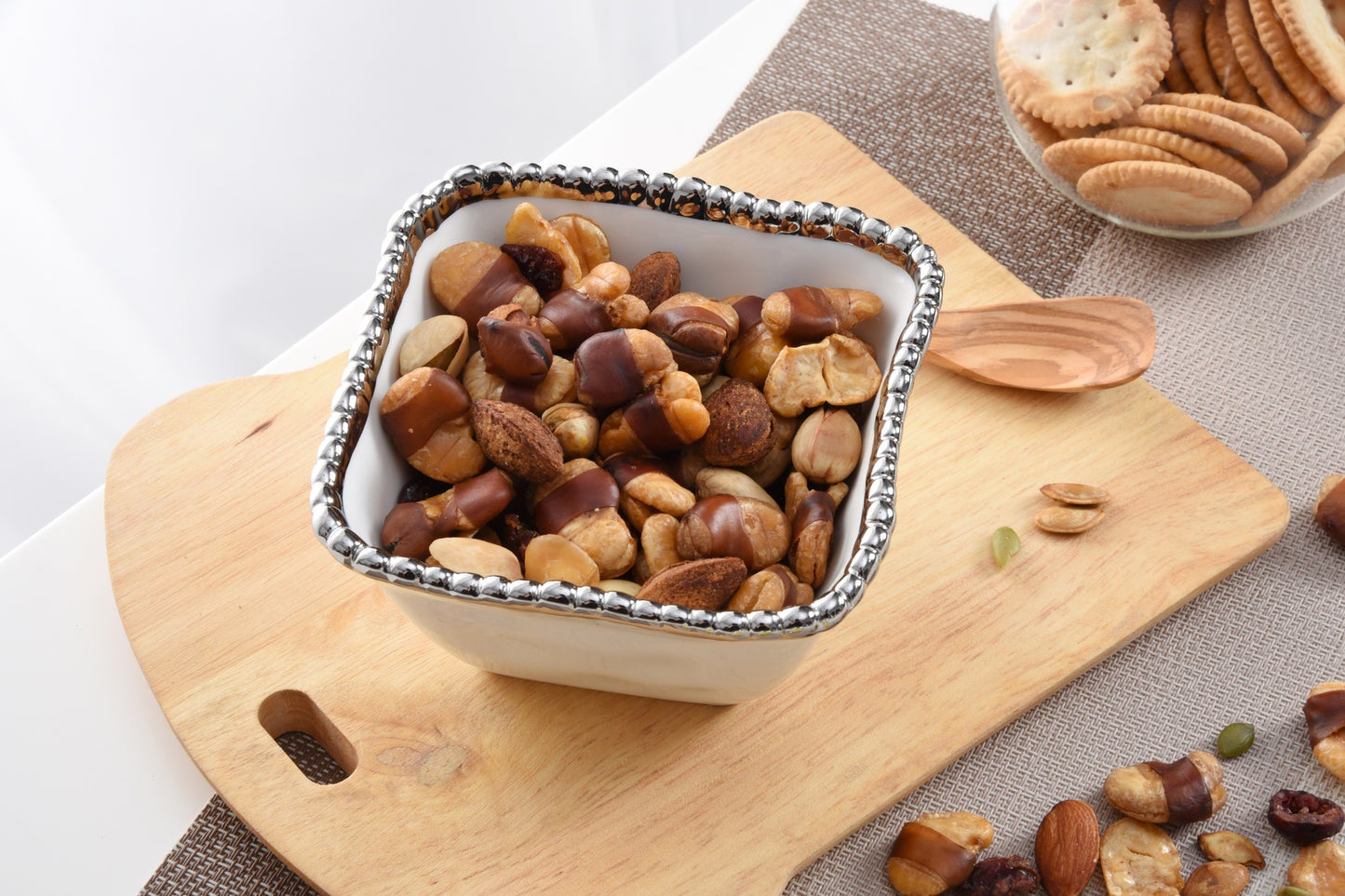 Silver Salerno Square Snack Bowl Silver