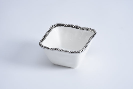 Silver Salerno Square Snack Bowl Silver