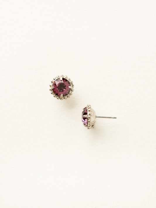 CD Amethyst Antique Silver Bezel Studs