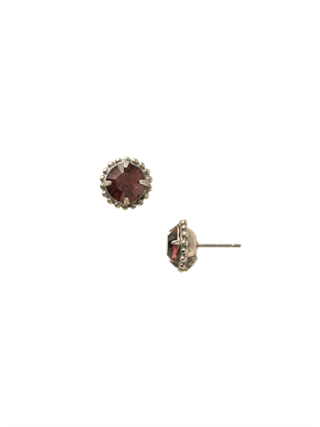 Sorrelli Burgundy Antique Silver Bezel Studs