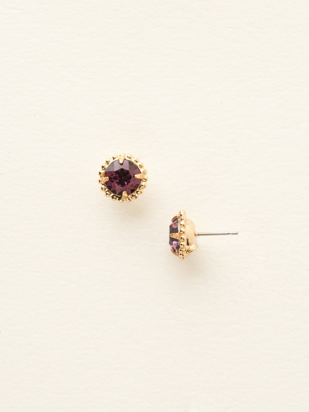 Sorrelli Amethyst Bright Gold Bezel Studs