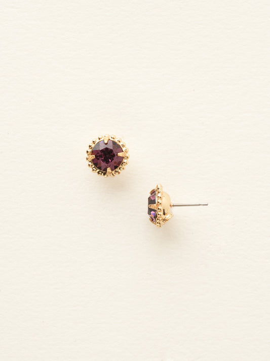 Sorrelli Amethyst Bright Gold Bezel Studs