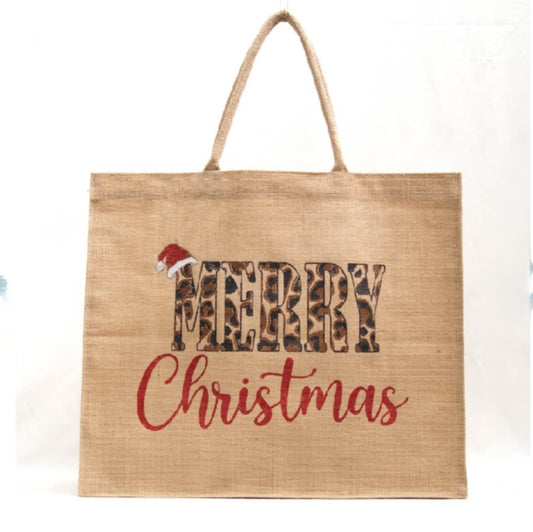 Leopard "Merry Christmas" Carry All Tote