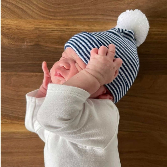 Ilybean NB Navy Stripe Pom Hat
