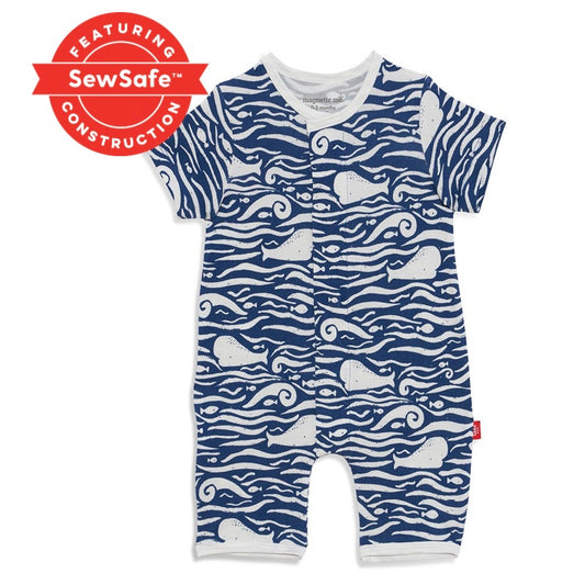 Whale Hello There Modal Magnetic Romper Sz 0-3 mth