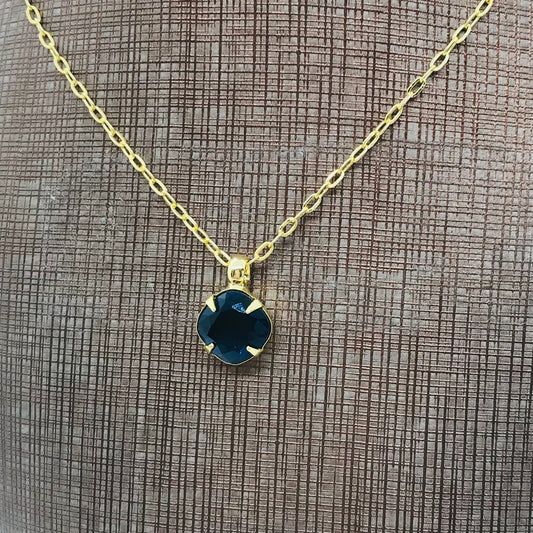 Sapphire Pendant Necklace Bright Gold